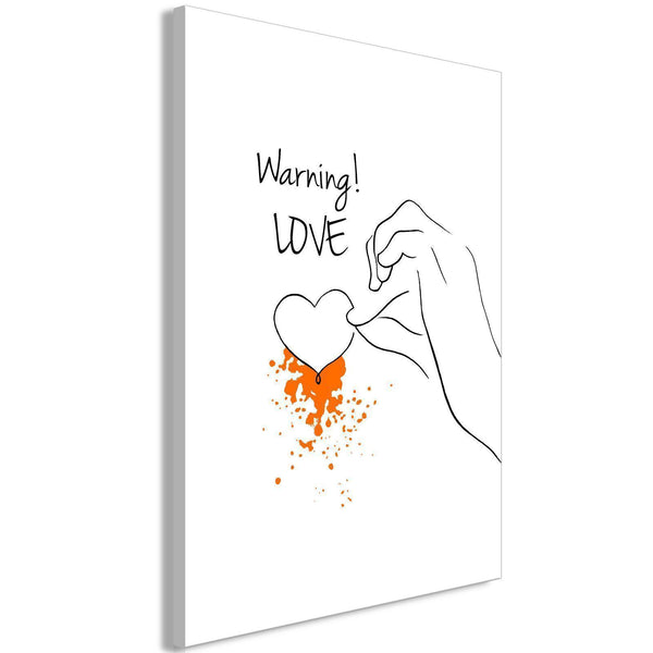 Canvas Print - Warning! Love (1 Part) Vertical