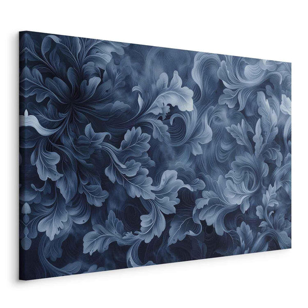 Canvas Print - Abstract Ornaments Dark Blue Victorian Leaves