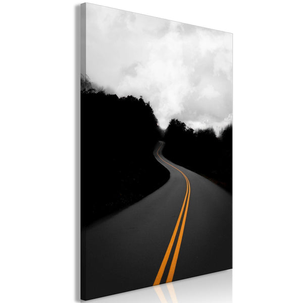 Canvas Print - Path Between Trees (1-part) - Black and White Skyline Landscape
